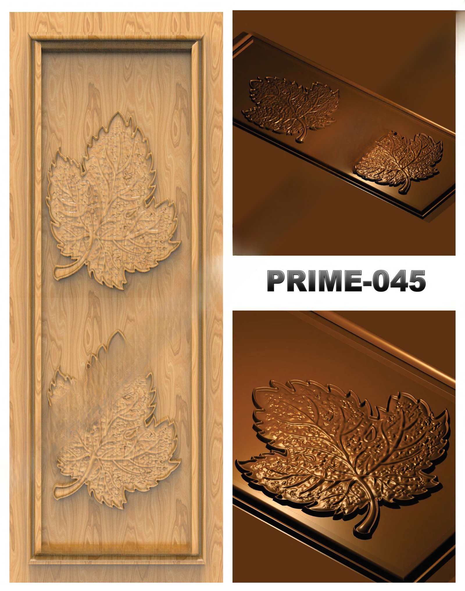 prime designs - PRIME-45 Elegant Autumn Leaf Motif 3D Door Carving Design